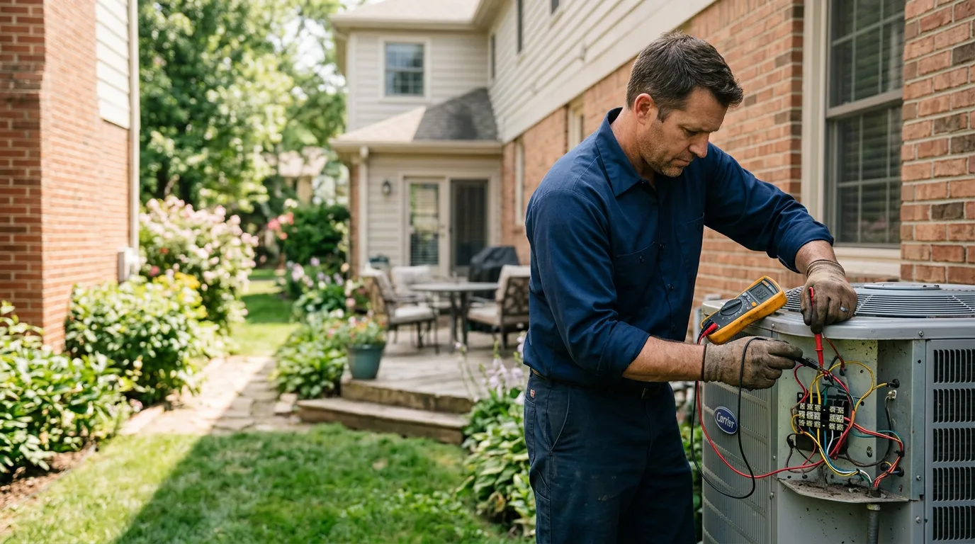 HVAC technician working near Hall, NY